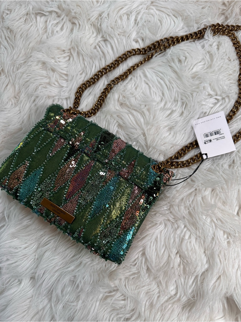 Kurt Geiger • Ornate Green Beaded & Sequin Mini Kensington - Picture 5 of 16